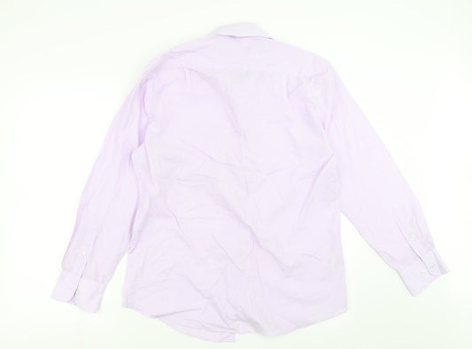 Marks and Spencer Mens Purple Button-Up Size 15 - easy care
