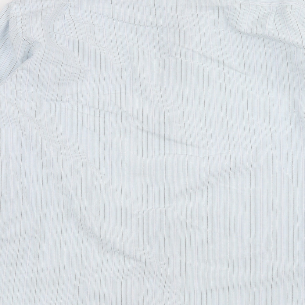 Mens UK Size 16 blue lake Blue Button-Up Long Sleeve Casual Shirt