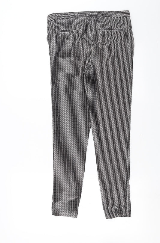 New Look Womens Black Geometric Trousers Size 8 L26 in