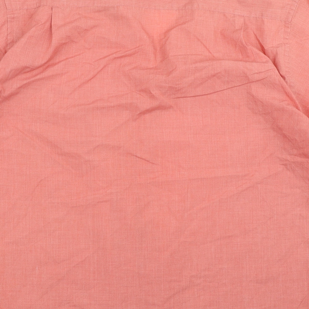 Mens UK Size 15.5 BHS Pink Button-Up Short Sleeve Casual Shirt