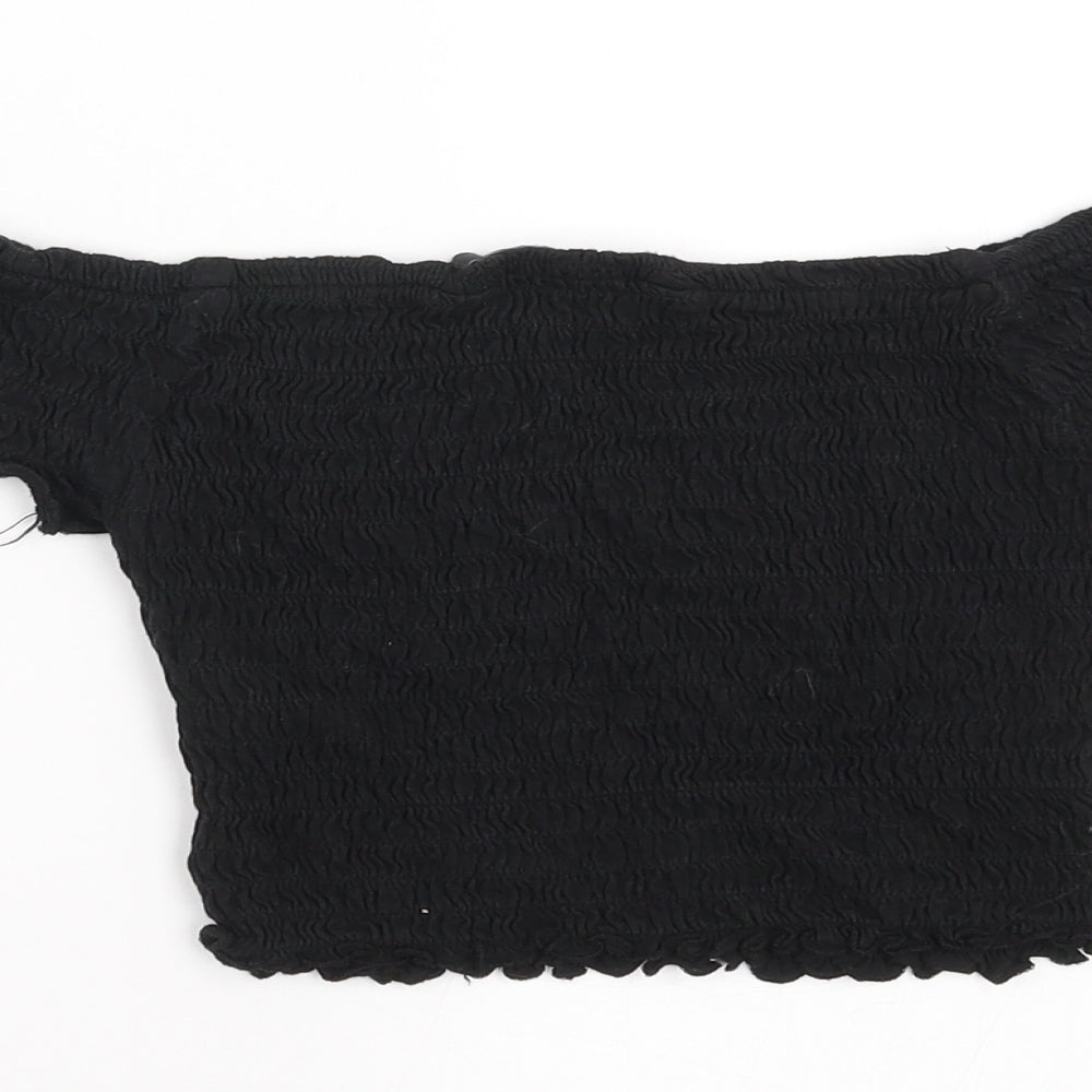 New Look Girls Black Cropped T-Shirt Size 10 Years