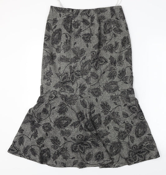 Precis  Womens Grey Floral  A-Line Skirt Size 30 in