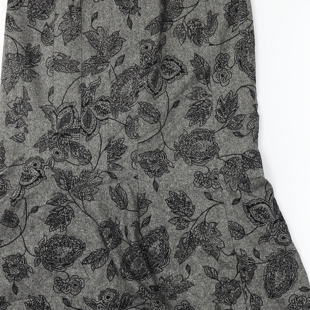 Precis Womens Grey Floral A-Line Skirt Size 30 in