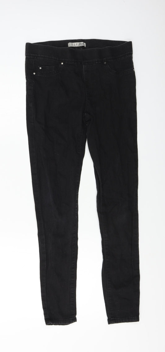 Womens UK Size 10 denim co Regular Fit Black Trousers
