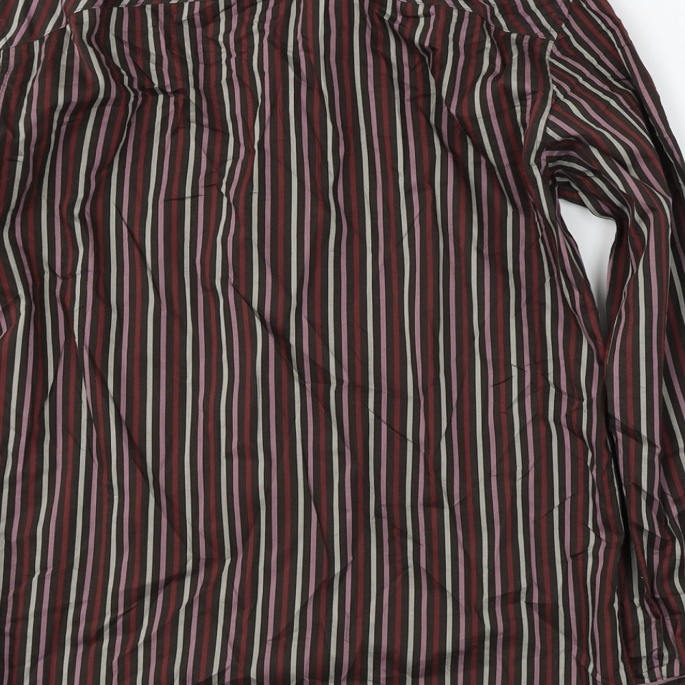 Mens UK Size M Marks and Spencer Brown Button-Up Long Sleeve Casual Shirt