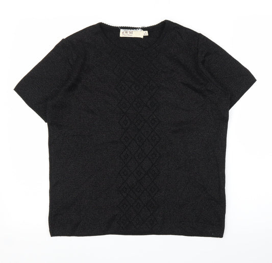 Womens UK Size 10 EWM Black Basic T-Shirt