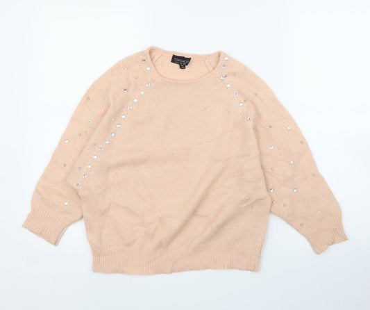 Topshop Womens Pink Pullover Jumper Size 8 - Pearls
