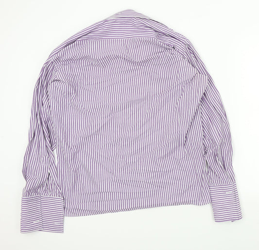 Mens UK Size 16 Peter England Purple Button-Up Long Sleeve Casual Shirt