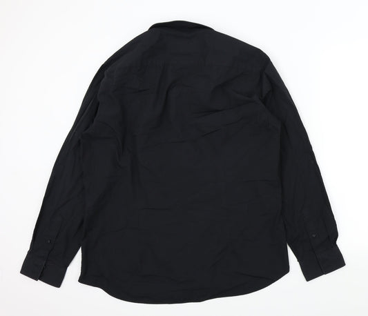 Mens UK Size 16.5 BURTONS Black Button-Up Long Sleeve Casual Shirt