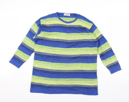 Olsen Womens Blue Striped Pullover Jumper Size 12