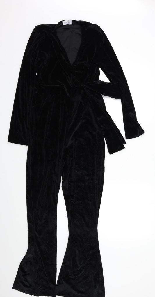 Womens UK Size S In the Style One-Piece Black Jumpsuit