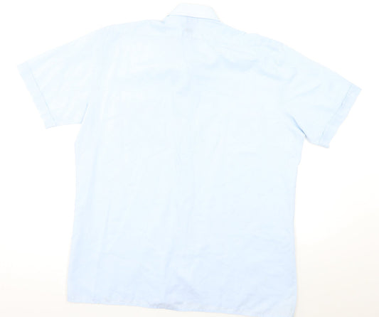 Mens UK Size L mandate Blue Button-Up Short Sleeve Casual Shirt