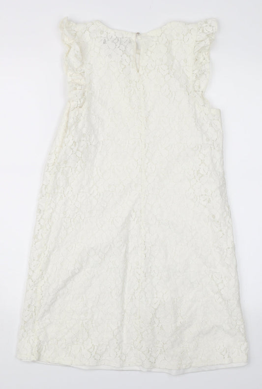 Atmosphere Womens White Floral A-Line Size 10