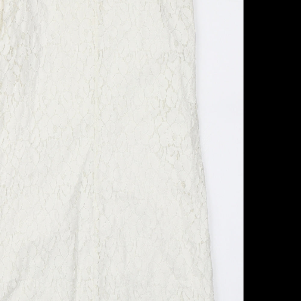 Atmosphere Womens White Floral A-Line Size 10