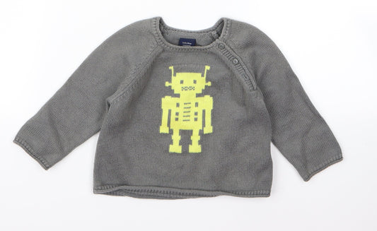 Gap Baby Grey Pullover Jumper Size 6-9 Months - robot