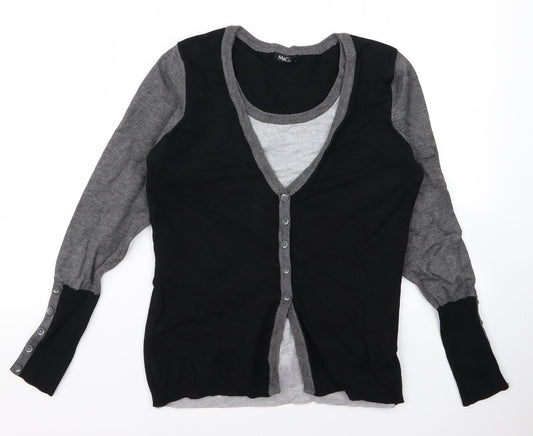 M&Co Womens Grey Cardigan Jumper Size M