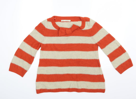 NEXT Womens Orange Striped Pullover Jumper Size 10