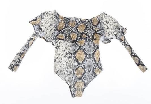 Select Womens Multicoloured Animal Print  Bodysuit One-Piece Size 10