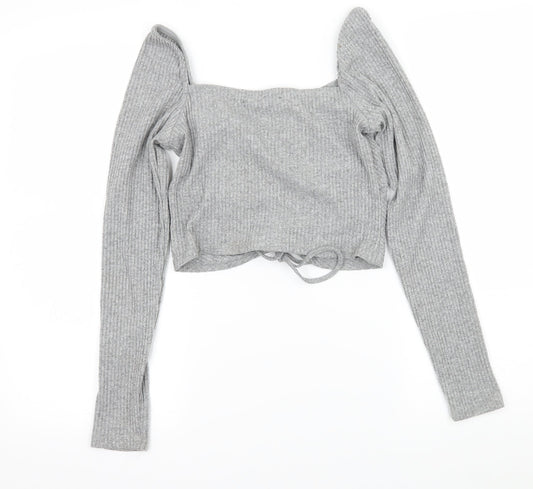 FOREVER 21 Womens Grey Jersey Basic T-Shirt Size M - Ruched