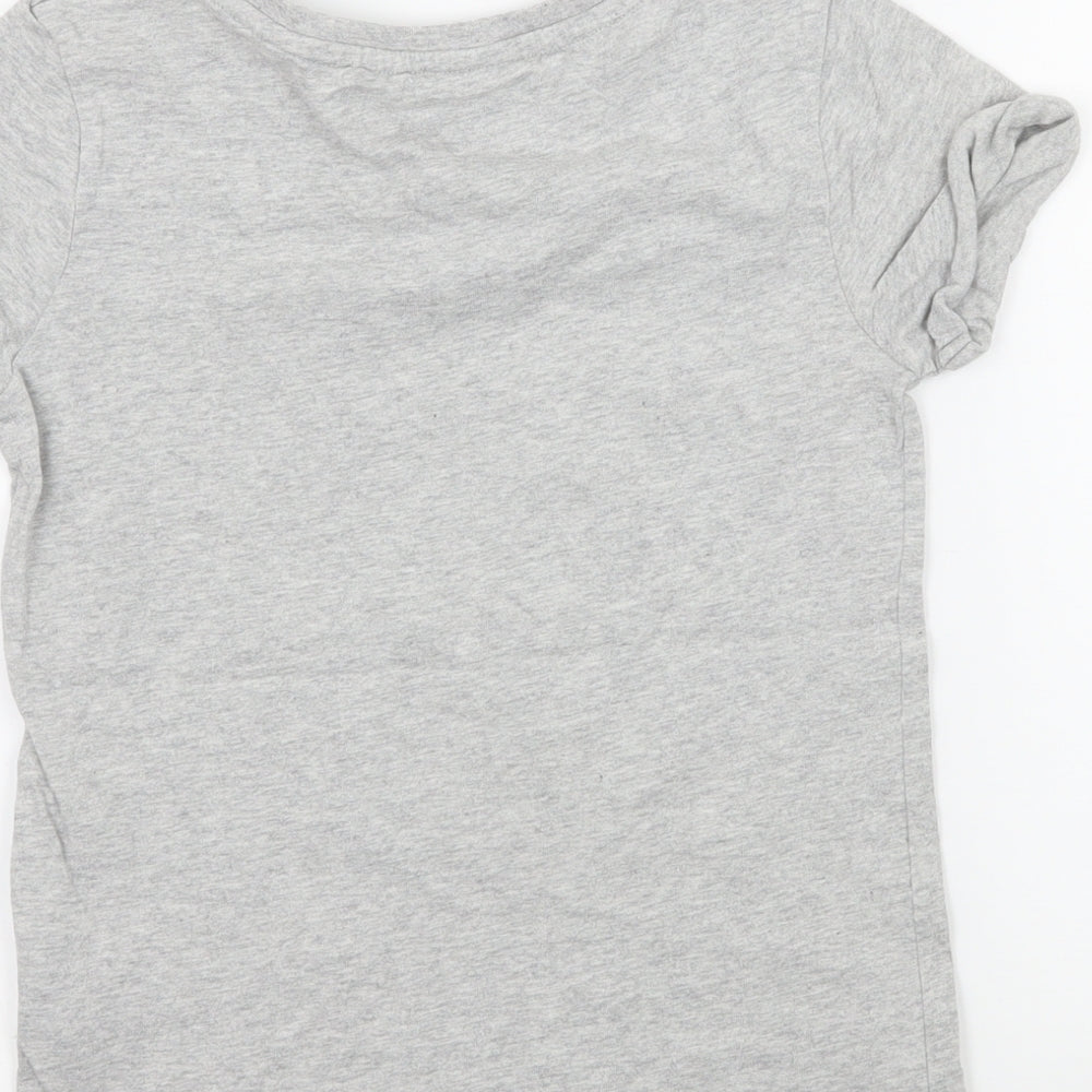NEXT Girls Grey Geometric Jersey Basic T-Shirt Size 8 Years - Girl Power