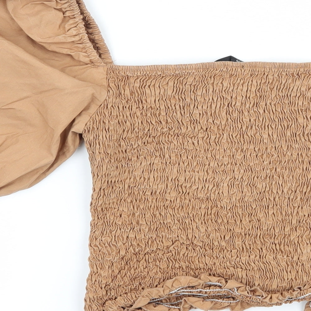 Womens UK Size 10 Missguided Brown Basic Blouse