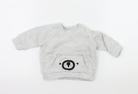 F&F Baby Grey Jersey Pullover Jumper Size 0-3 Months - Bear
