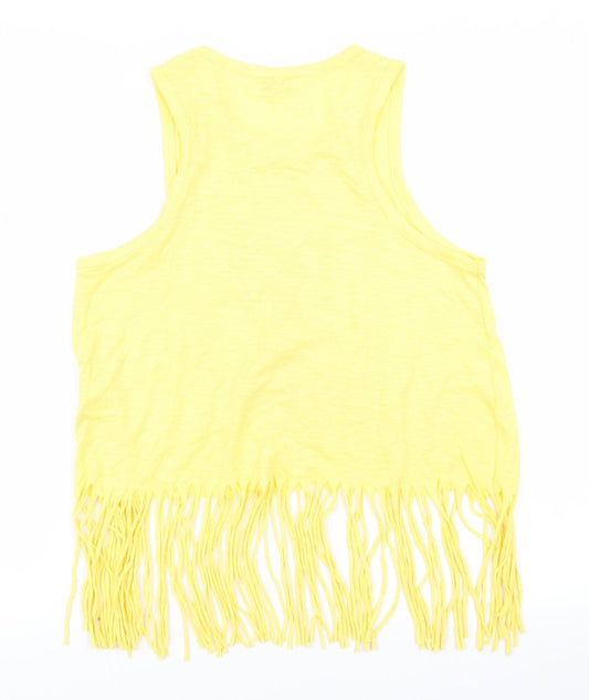 Womens UK Size XS Brave Soul Yellow Cropped Tank