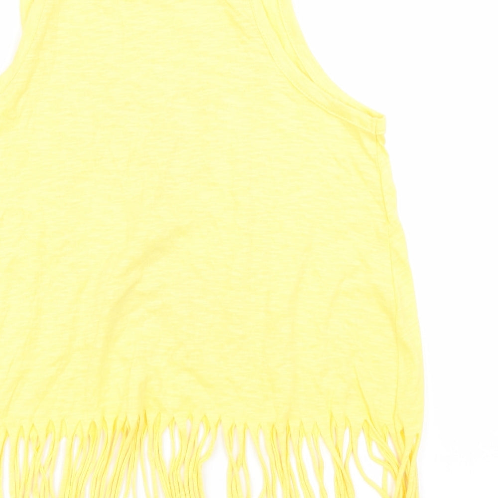 Womens UK Size XS Brave Soul Yellow Cropped Tank