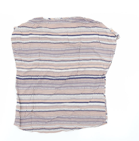 Primark Womens Brown Striped Basic Blouse Size 6
