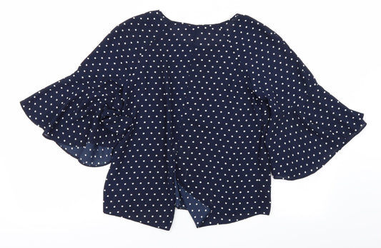 Primark Womens Blue Polka Dot Basic Blouse Size 8