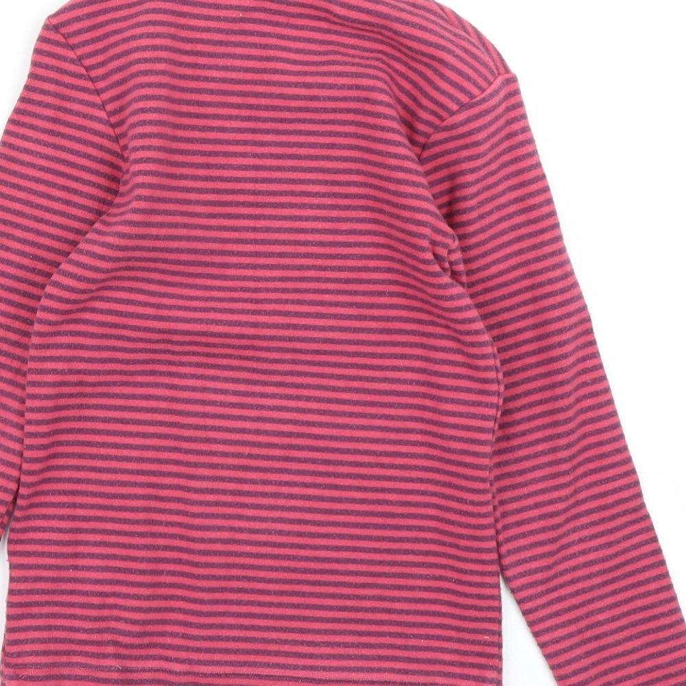 Brand and care label for Next girls’ pink striped basic t-shirt, size 7, years