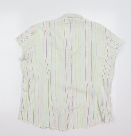 E-vie Womens White Striped Basic Button-Up Size 16