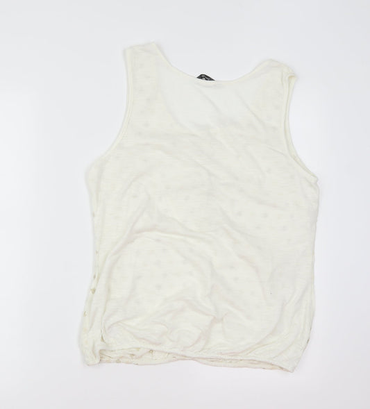 George Womens Ivory Geometric Basic T-Shirt Size 14