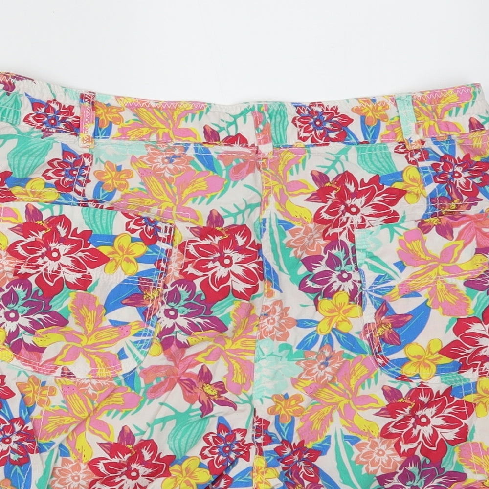 Peacocks Womens White Floral  Paperbag Shorts Size 8