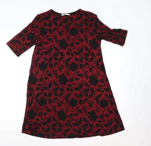Tu Womens Red Floral A-Line Size 8