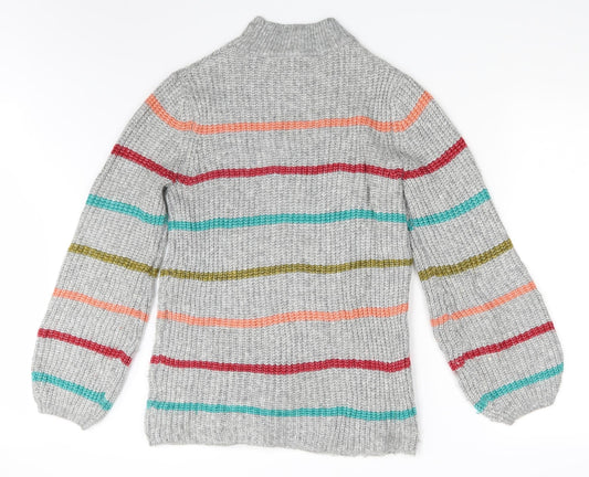 Back view of Papaya women’s grey striped jumper, size M