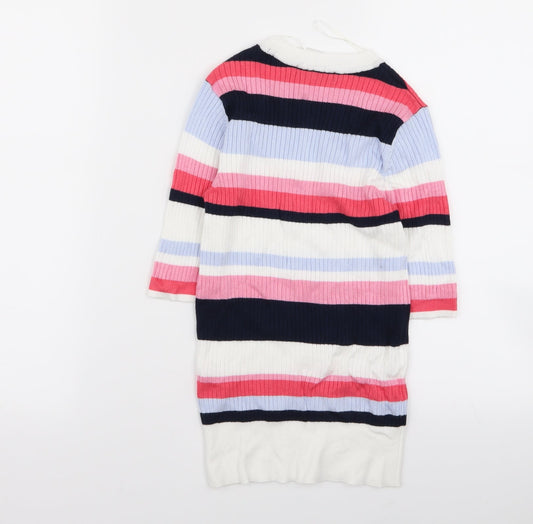 M&s Womens Multicoloured Striped Basic T-Shirt Size 8