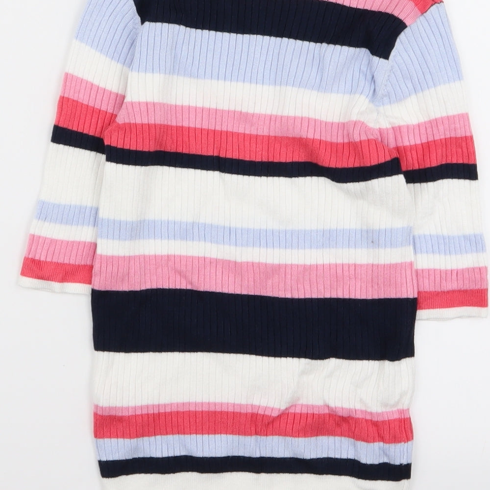 M&s Womens Multicoloured Striped Basic T-Shirt Size 8