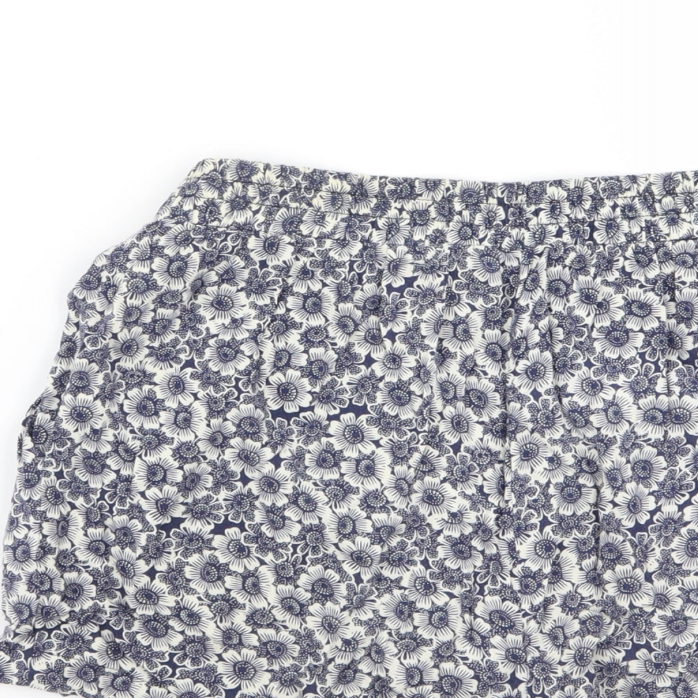 New Look Womens Blue Geometric Hot Pants Shorts Size 10