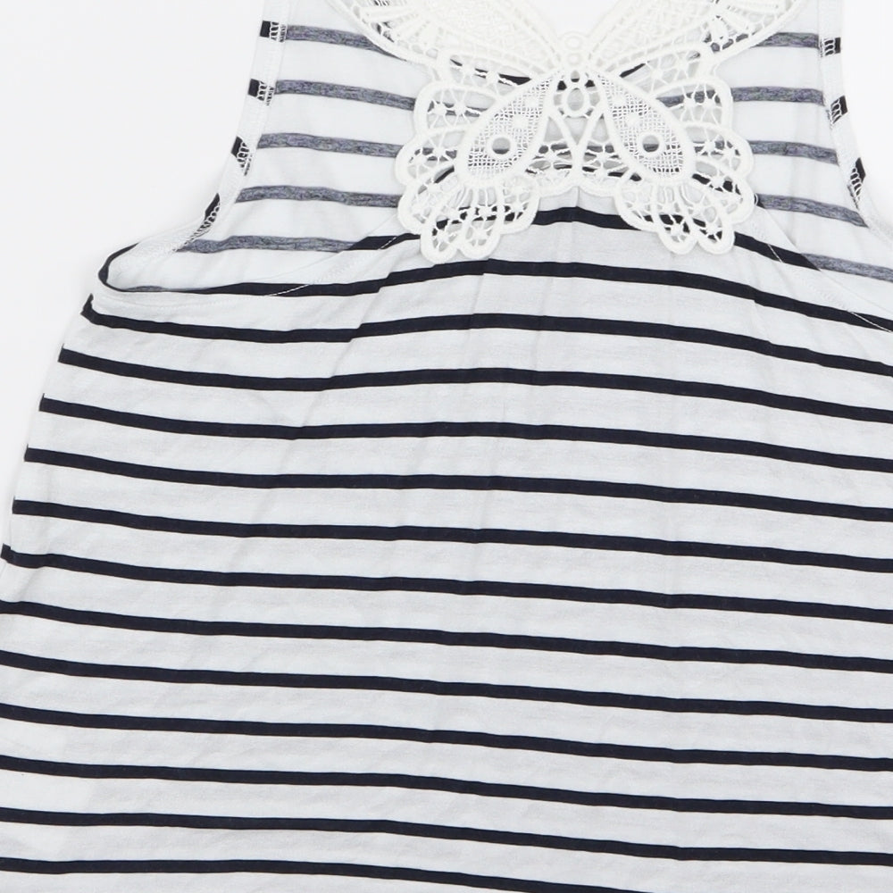 Brand and care label for H&M girls’ multicoloured striped basic tank, size 9-10, years