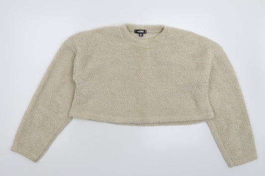 Additional front view of Missguided women’s grey fleece jumper, size UK 8, - oversized