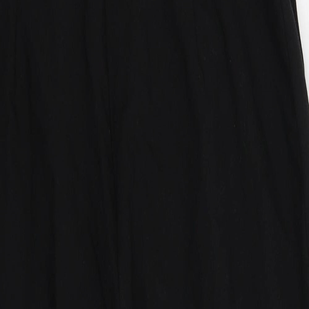 Brand and care label for ASOS women’s black jumpsuit one-piece, size UK 8, 27-inch leg