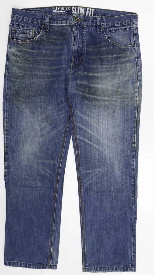Tu Womens Blue Denim Straight Jeans Size 38 L30 in