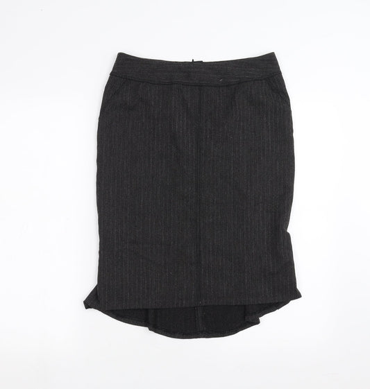 Additional front view of Mexx women’s grey striped straight & pencil skirt, size UK 10