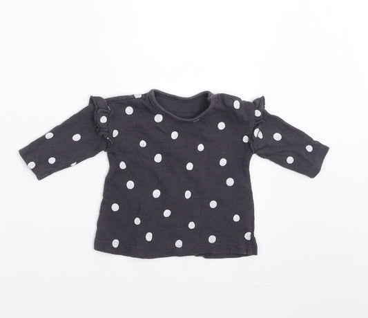 George Girls Grey Polka Dot Pullover Jumper Size 0-3 Months
