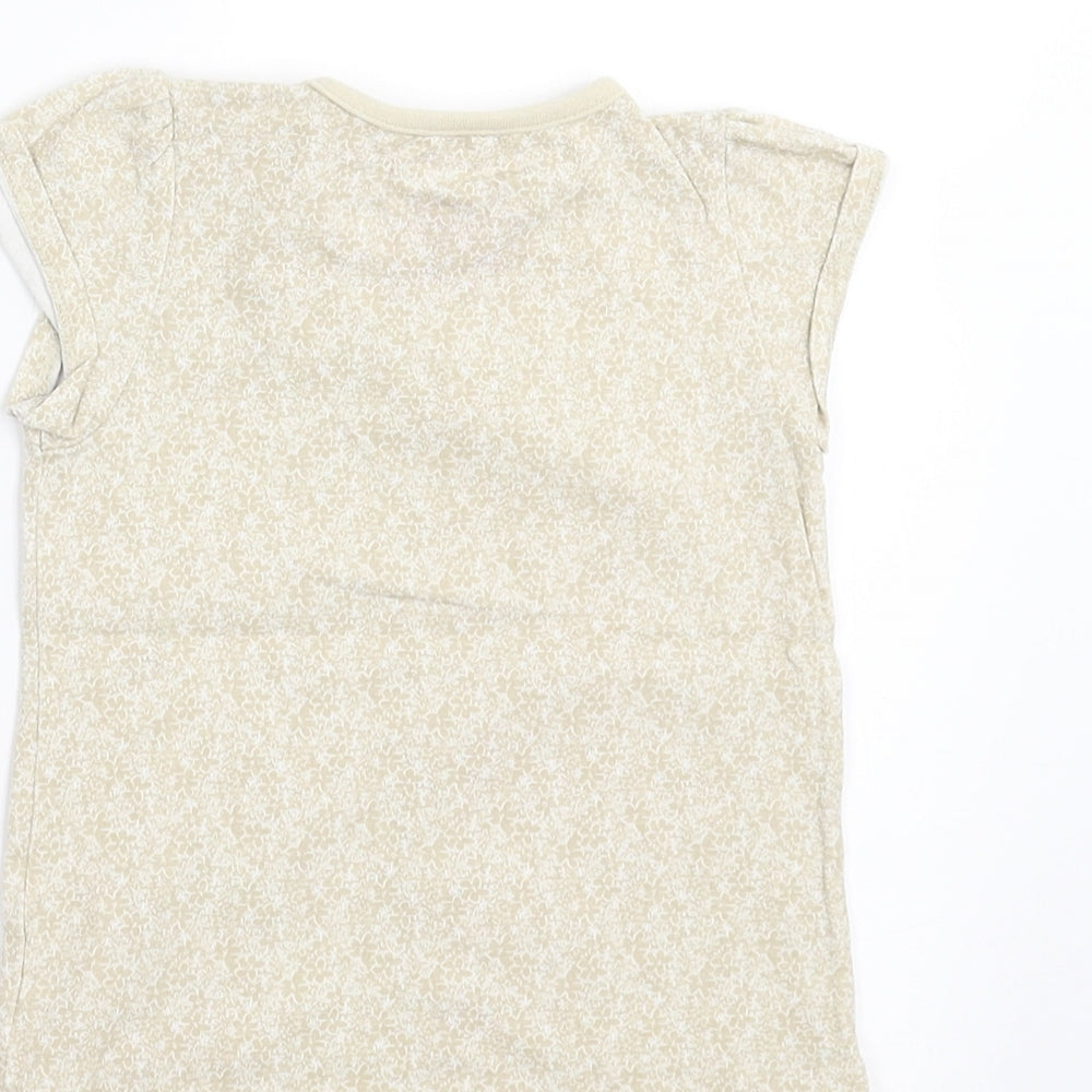 Sainsburys Girls Beige Floral Basic T-Shirt Size 9-12 Months - Embroidered detail