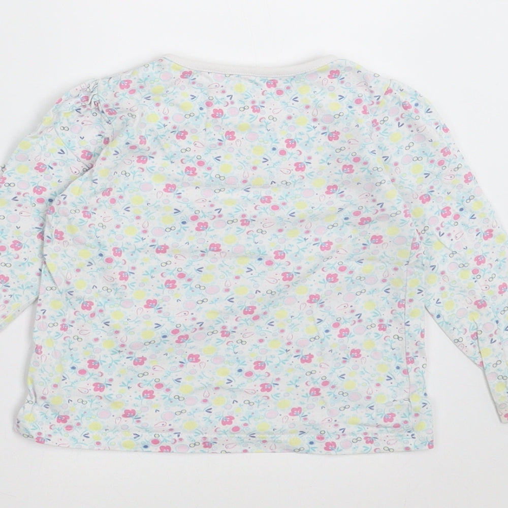Sainsburys Girls Green Floral Basic T-Shirt Size 9-12 Months
