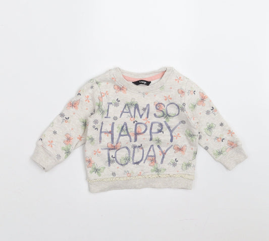 George Girls Beige Floral Pullover Jumper Size 9-12 Months - i am so happy today