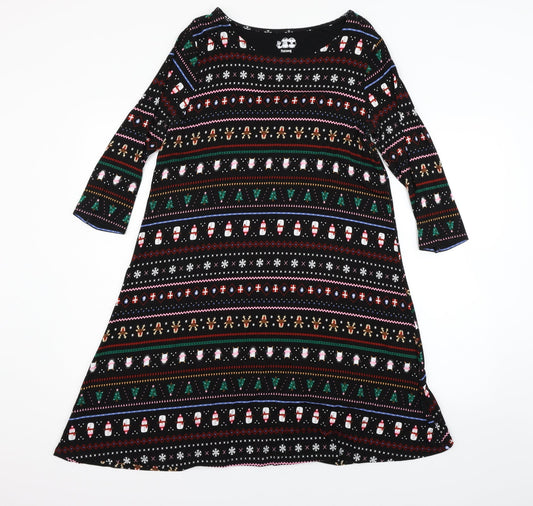 Nutmeg Womens Black Geometric Fit & Flare Size 12