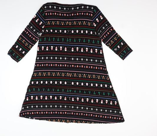 Nutmeg Womens Black Geometric Fit & Flare Size 12